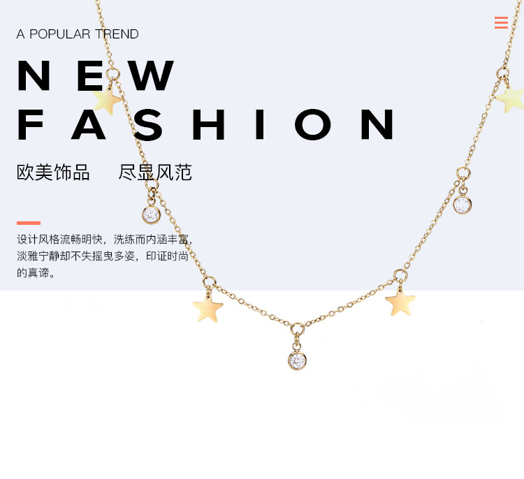 New Product Star Korean Version Of Zircon Simple Stainless Steel Clavicle Chain Necklace For Women display picture 16