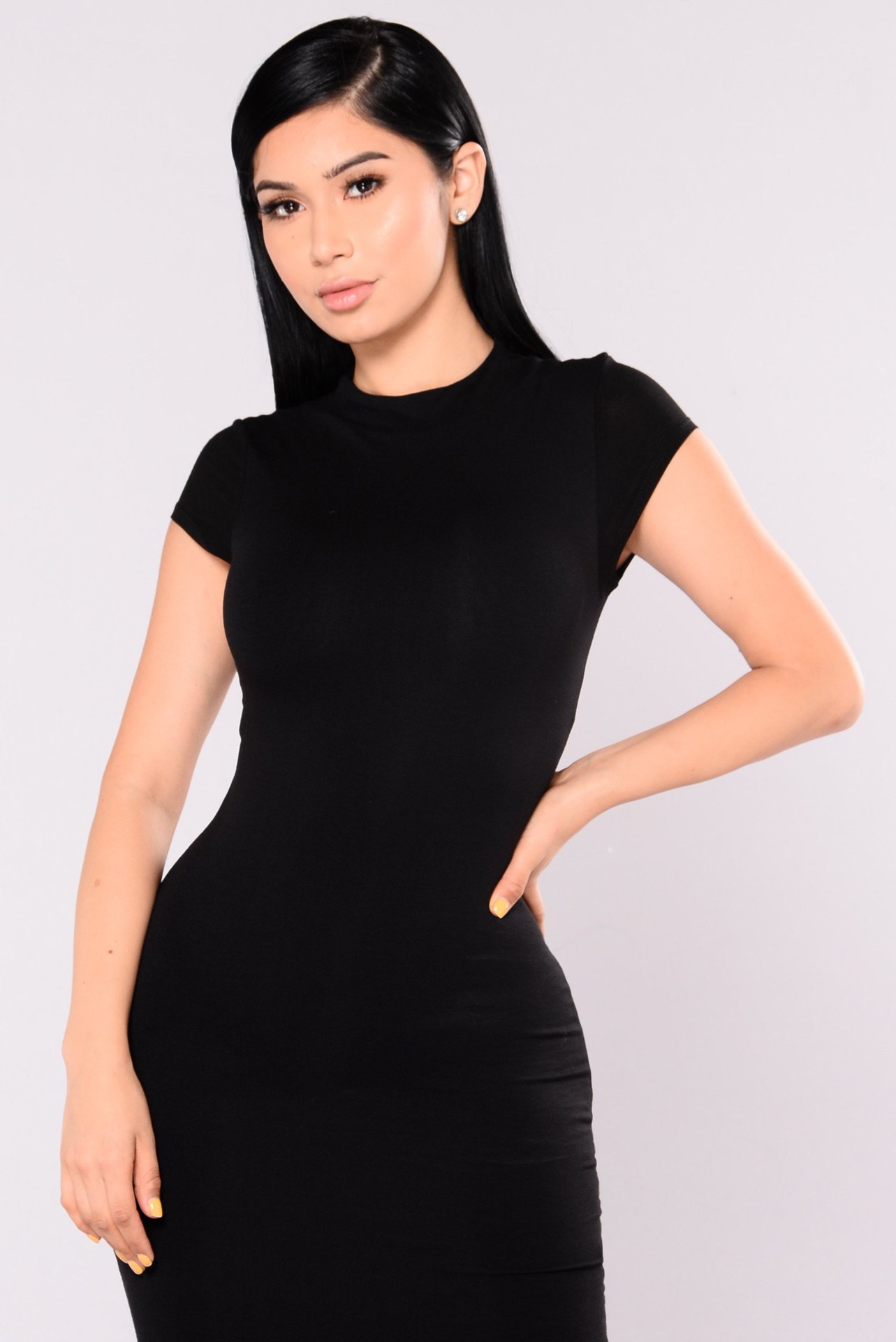 Combinaison-robe moulante à manches courtes GraceChic N339, grande taille, manches courtes, tailles S à XXXL._voghion.com