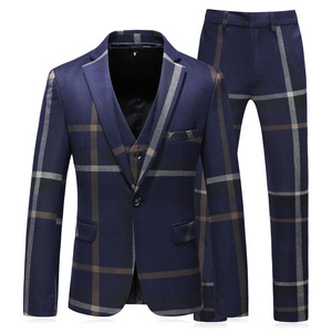 New men’s Plaid large suit three piece suit