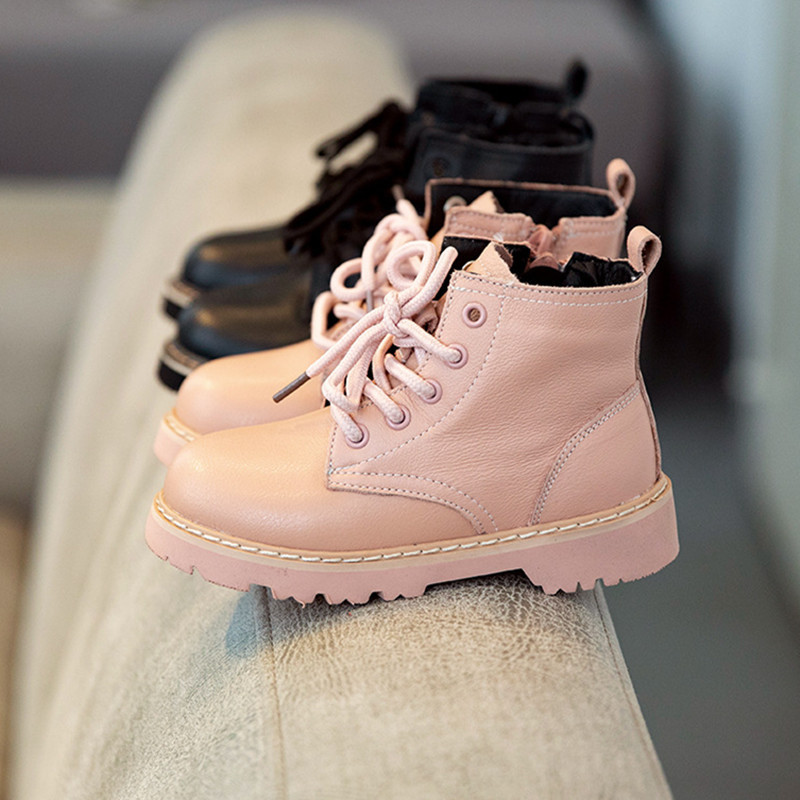 Girls Boots spring and autumn Single boots 2018 new pattern British style princess children Bootie baby genuine leather Riding boots girl