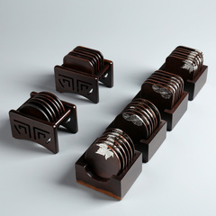 Ebony tea coaster manufacturer direct sales solid wood round square household cup anti-scalding Chinese tea ceremony accessories saucer