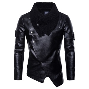 Autumn men’s locomotive leather suit individual wash leather jacket