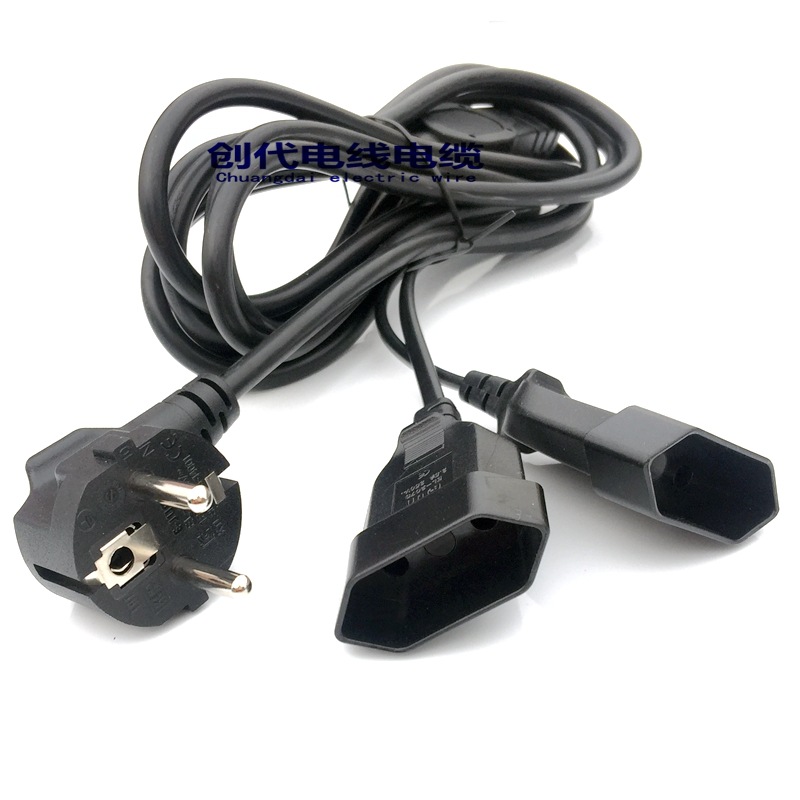 欧洲插头公母电源线 欧规字母延长线 德国VDE认证电源线