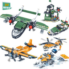 開智3合1滑翔機別墅直升機快艇雪地車益智拼裝積木玩具80012-13