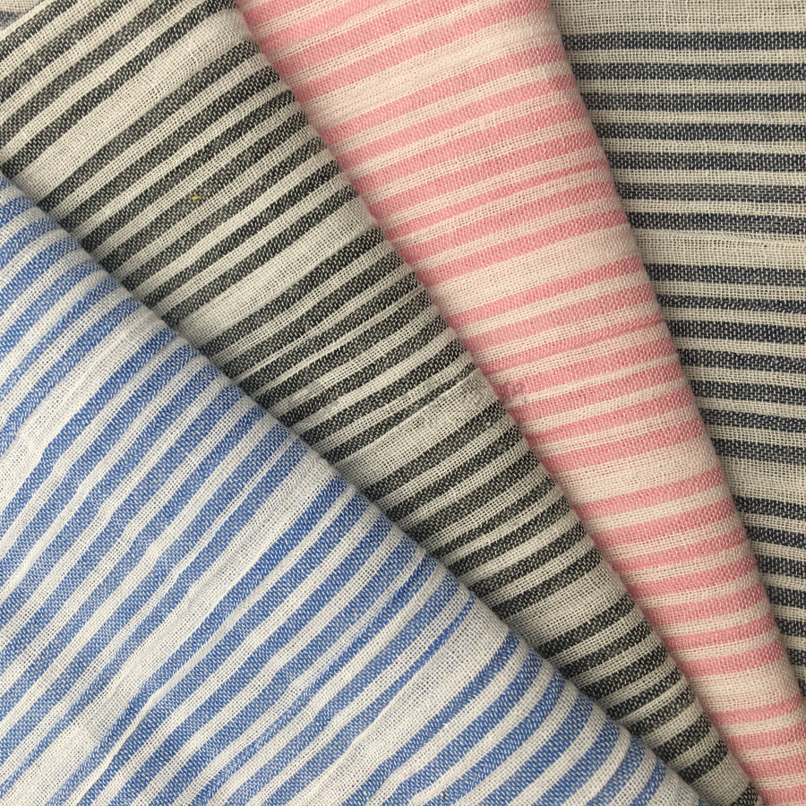 厂家直销  现货供应 全棉色织 经典条子 男女通用 绉布 外贸批发