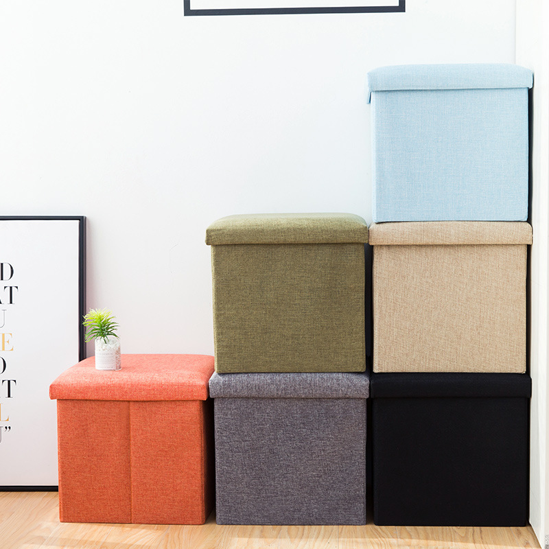fold Storage stool Cotton and hemp Chairs & Stools Fabric art Storage stool multi-function Storage box Shoe changing stool On behalf of