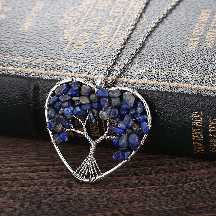 Retro Heart Shape Alloy Plating Natural Stone Pendant Necklace 1 Piece