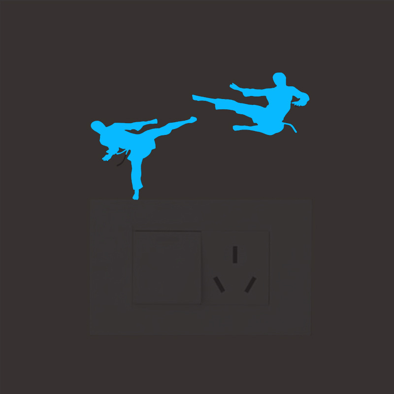 LG-26跨境爆款功夫藍光夜光開關貼紙馬桶貼熒光牆貼洗手間裝飾