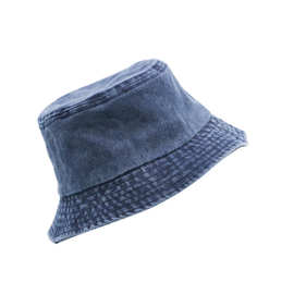 复古纯棉光板盆帽 做旧牛仔棉布可折叠渔夫帽 防晒平顶帽