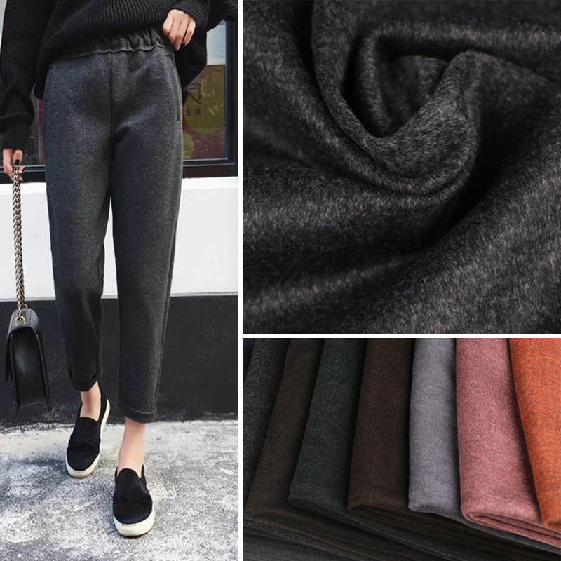 水貂昵面料2018秋冬新款四面弹力针织布现货保暖裤子呢子大衣布料