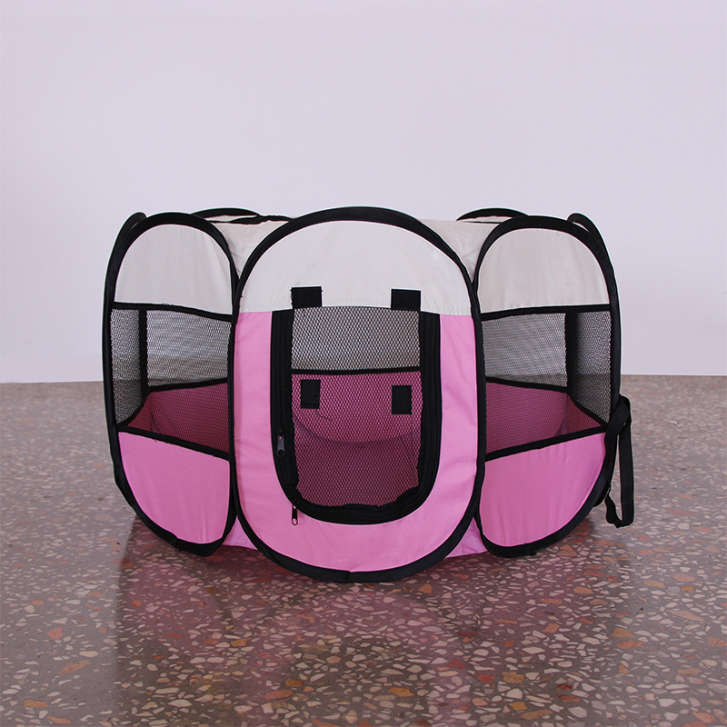 En stock plegable octogonal valla para mascotas Oxford tela resistente a mordeduras resistente a los arañazos jaula de la perrera del gato Sala de entrega de mascotas tienda al por mayor