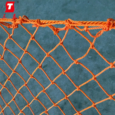 三泰厂家直销桔红色涤纶安全防护网 高空作业建筑工地高空防坠落