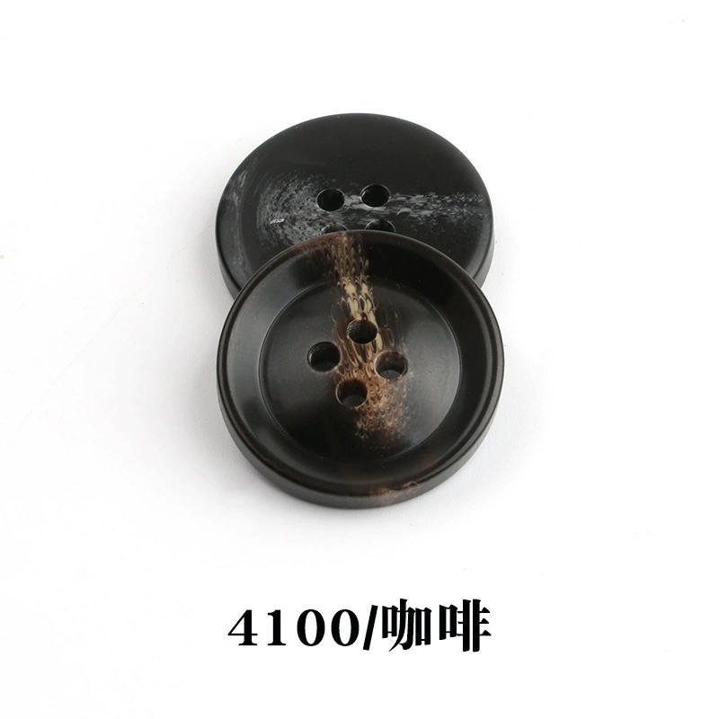 Spot wholesale resin pattern button suit button round edge four-eye coat windbreaker suit jacket button 4100
