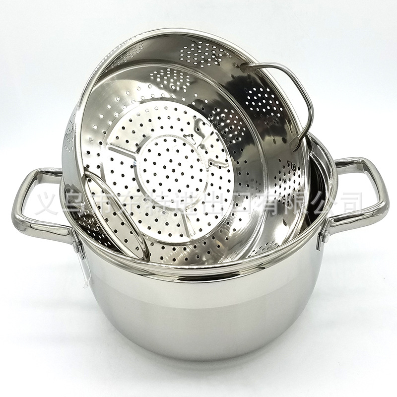 Factory direct sales of stainless steel steamers with thickened bottoms, soup POTS, Japanese double-layer induction cookers, universal steamers, gift steamers detail image 10