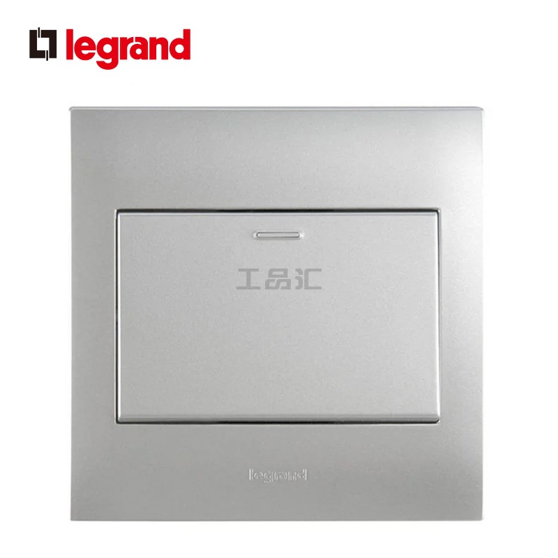 罗格朗 16AX 250V一位单开大按钮开关_沙银；HE31/1/2B-C3