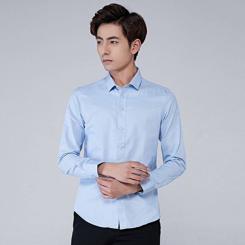 Men's Solid Color Anti-Stain Long Sleeve Shirt