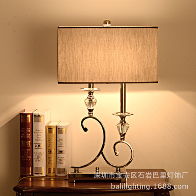 American style originality Table lamp Living room lights Simplicity Study bedroom Bedside lamp crystal electroplate silvery Open House lamps and lanterns