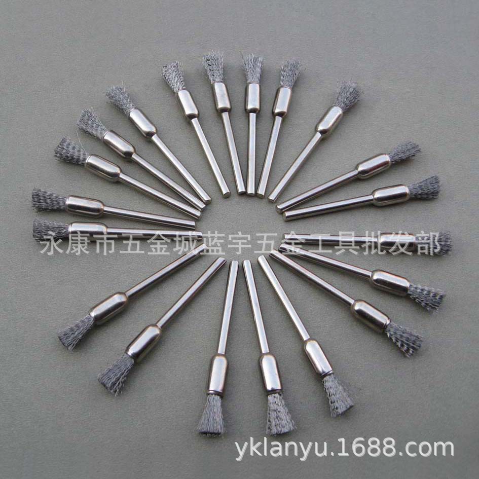 迷你不锈钢丝笔刷 笔型钢丝刷笔型除锈刷打磨抛光刷电磨配件
