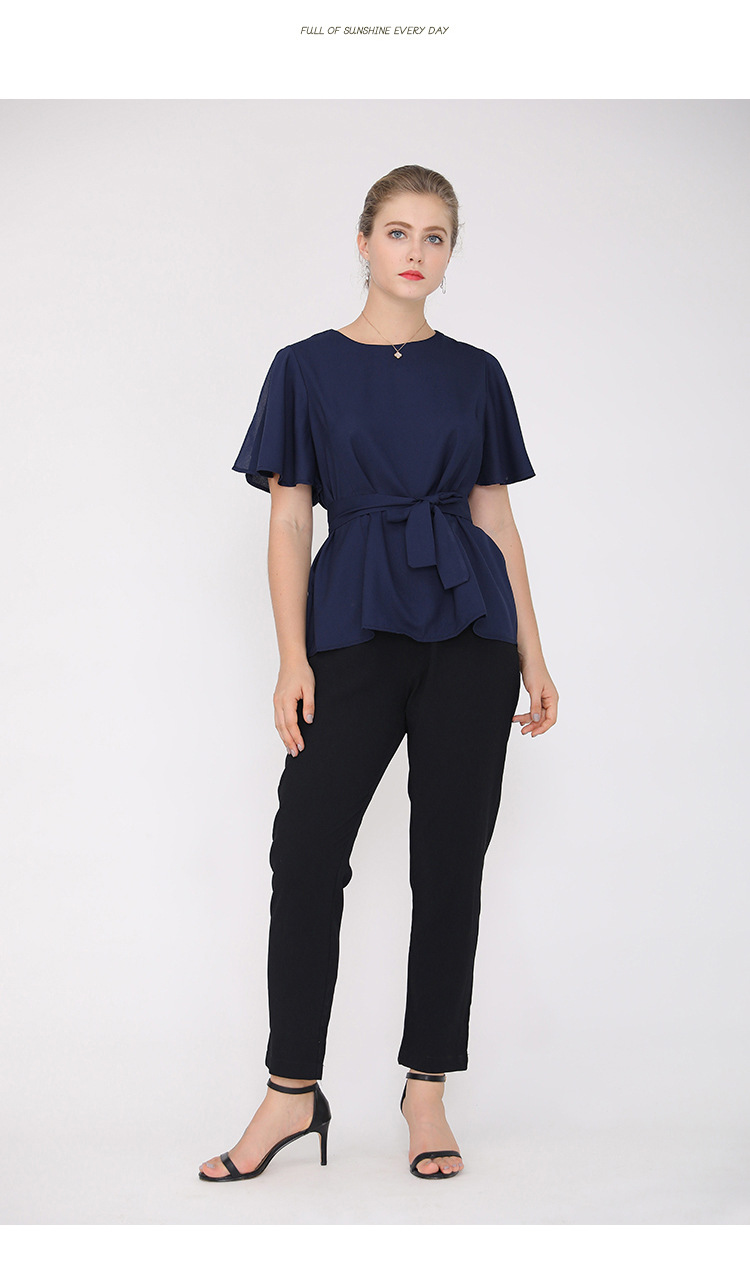 pure color temperament sleeve blouse  NSJR39185