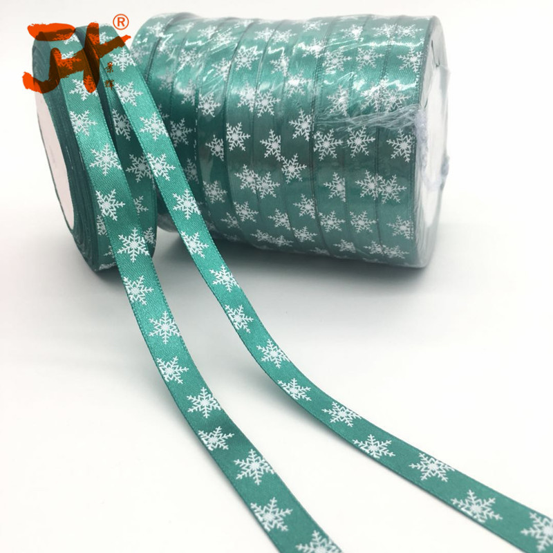 [Jinhui] en stock embalaje de Navidad cinta decorativa 1cm cinta roja brillante copo de nieve cinta de regalo