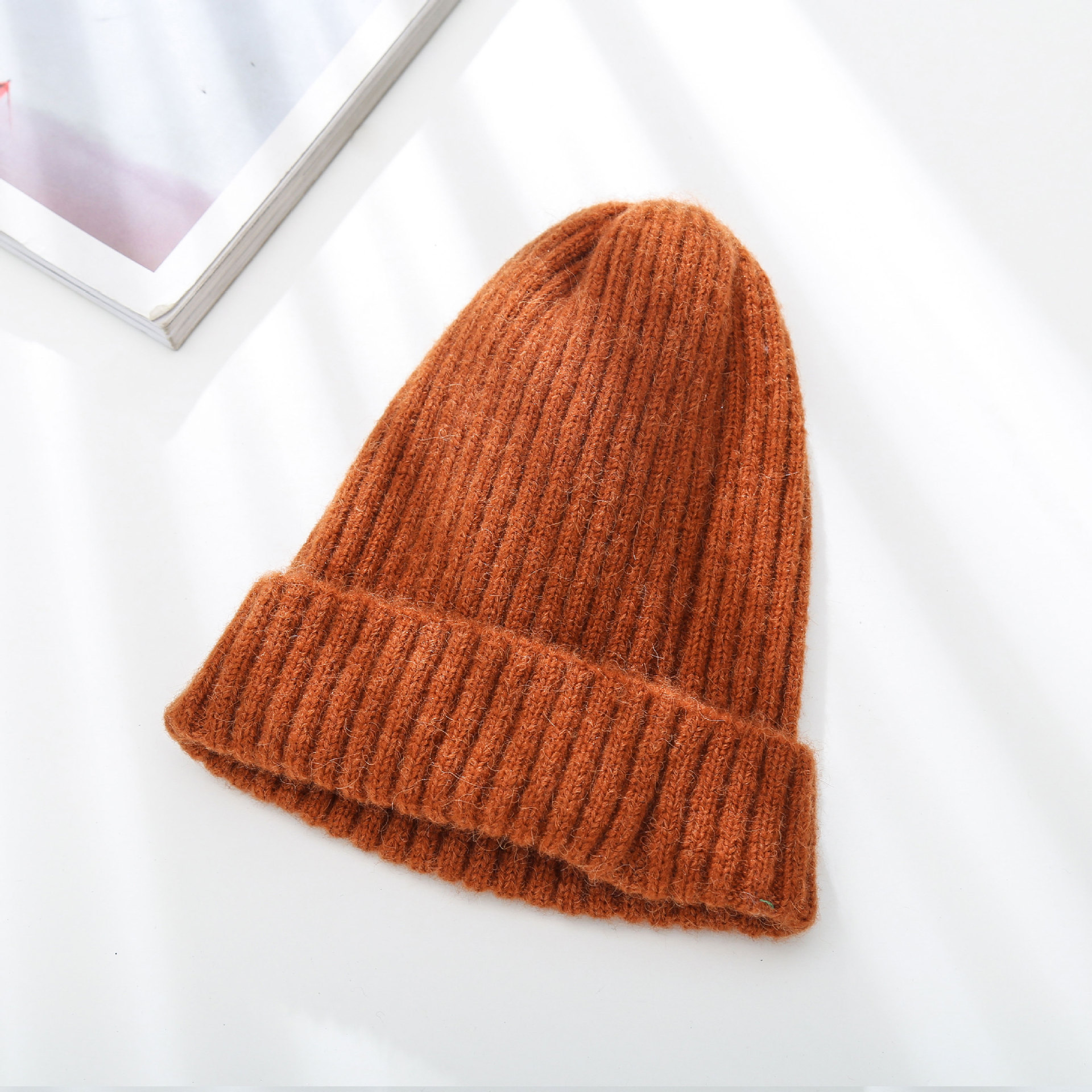 Pure Color Wild Knit Outdoor Winter New Thick Warm Woolen  Hat Cap display picture 8