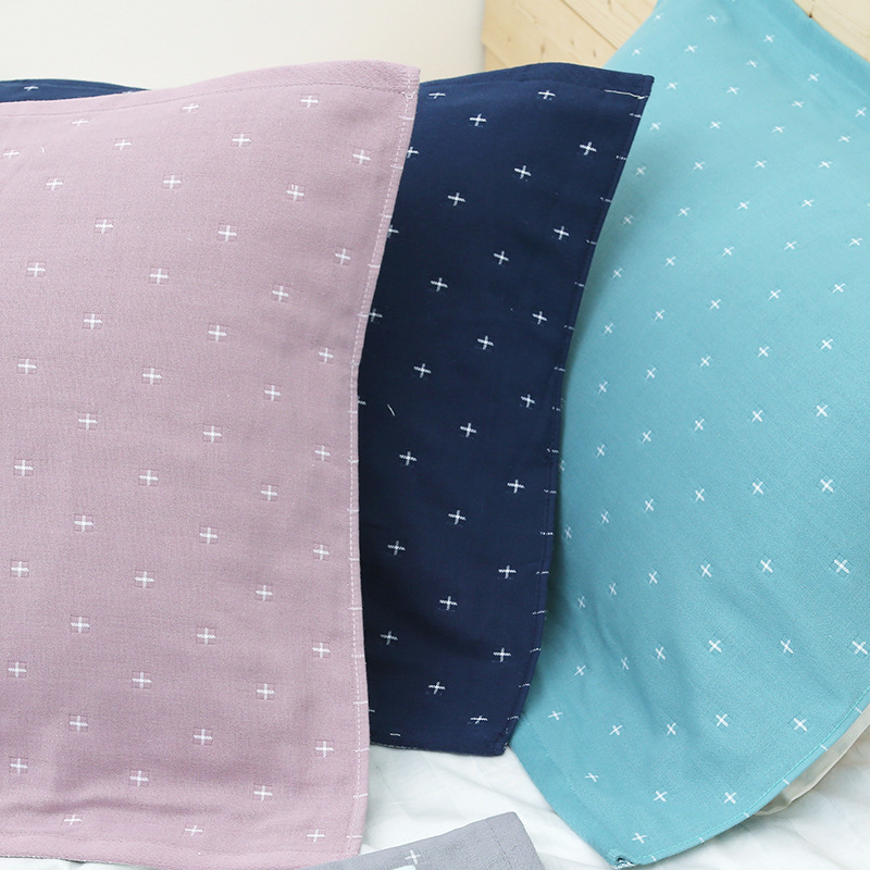 枕巾纯棉成人三层纱布四季透气日式厂家直销批发礼品成人单人枕巾|ms