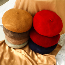 韓版女士貝雷帽冬季新品女帽戶外保暖羊毛呢帽子服裝配飾淘寶批發