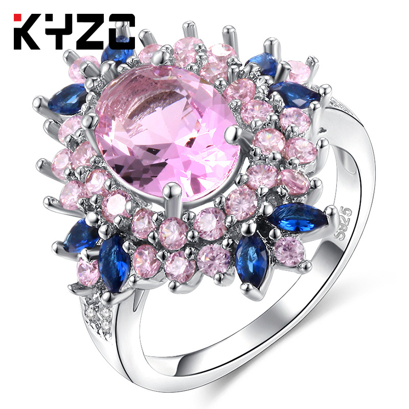 Men Flower Zircon Ring Korean Style Daily Wear