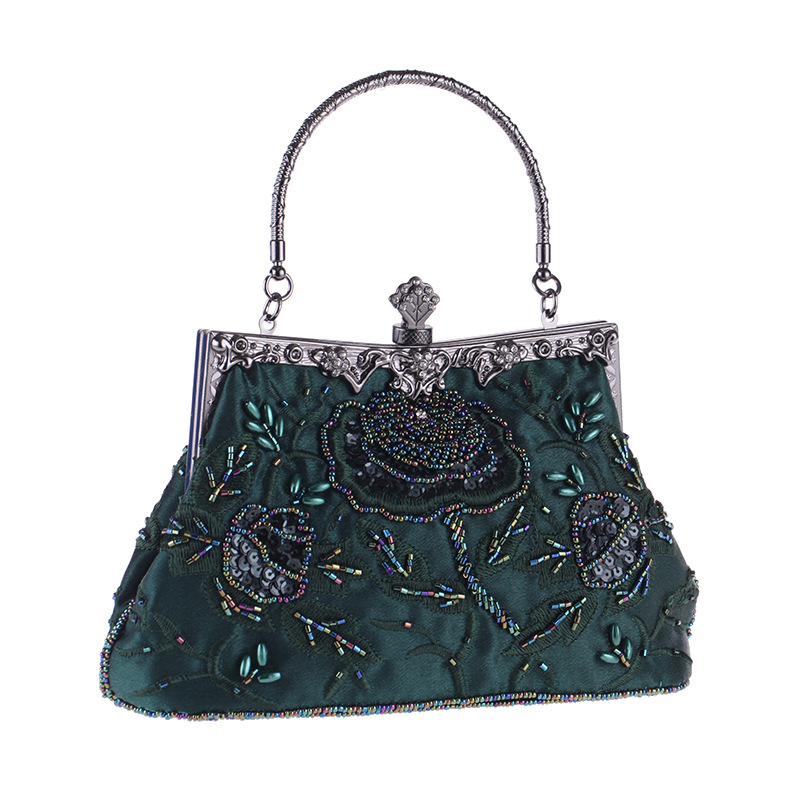 Vintage silk embroidered evening bag NHYG154192