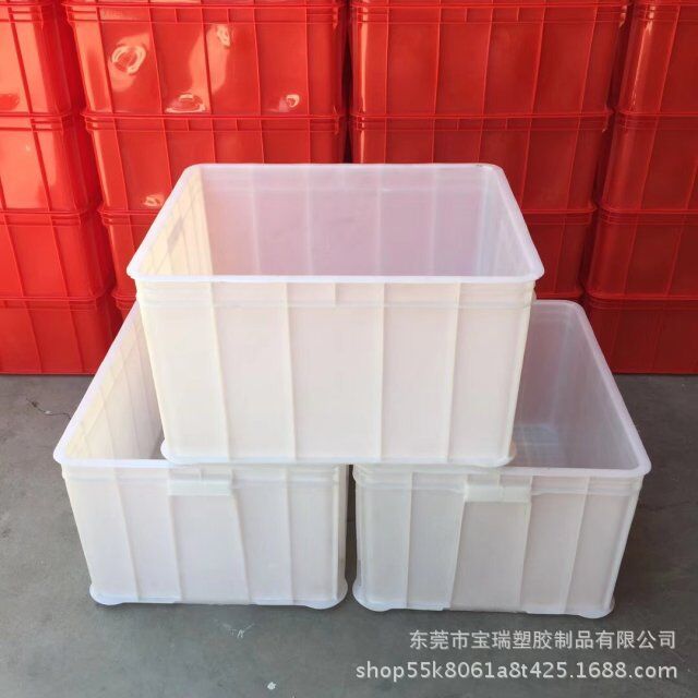 蓝色带盖密封周转箱 加厚PE运输胶框 仓库五金储物箱