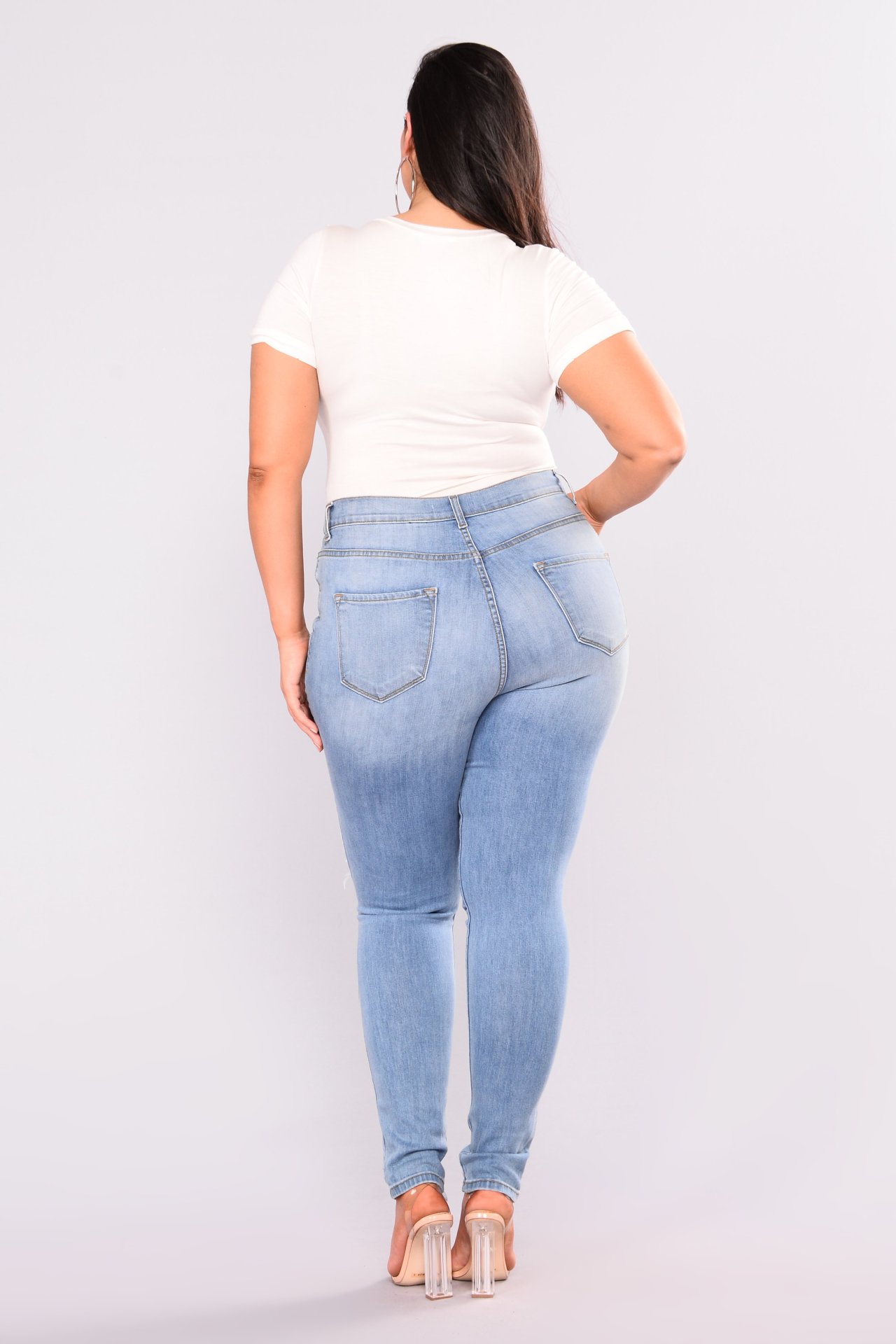 plus size big hole high waist slim jeans NSXXL128256