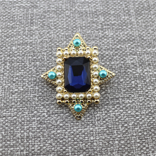 Antique sapphire pearl brooch necklace pendant 925 silver needle earrings ear clip set Qingdao