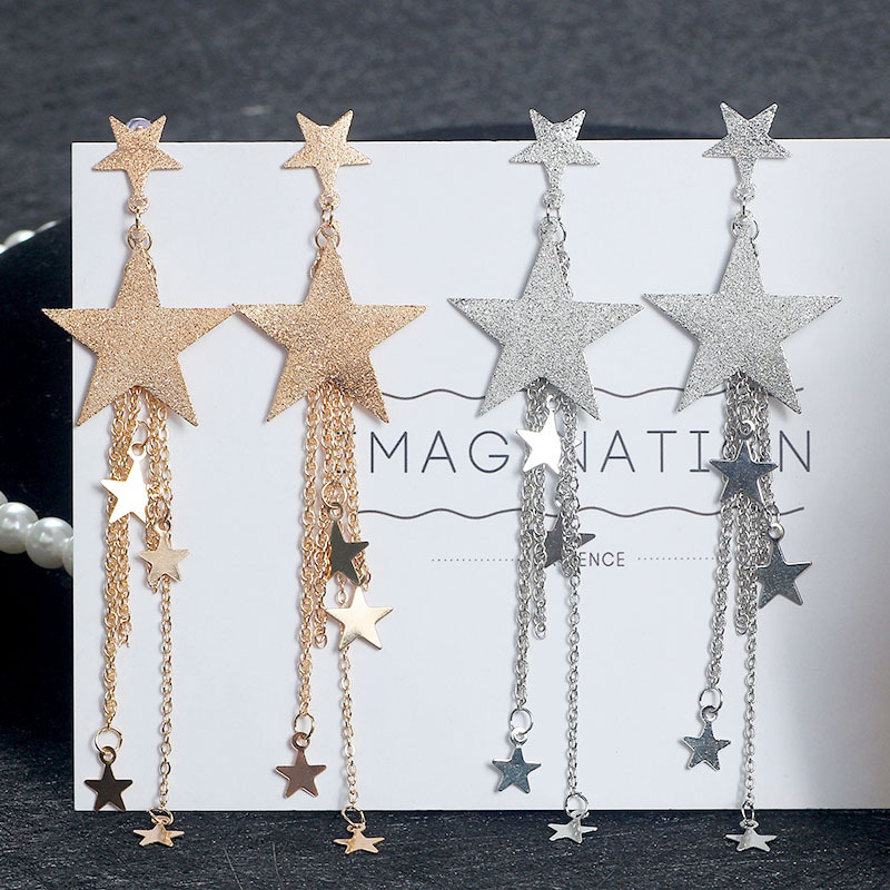 15g Weight Drop Earrings Classification 1 Pair Shiny Pentagram Plating Alloy Drop Earrings