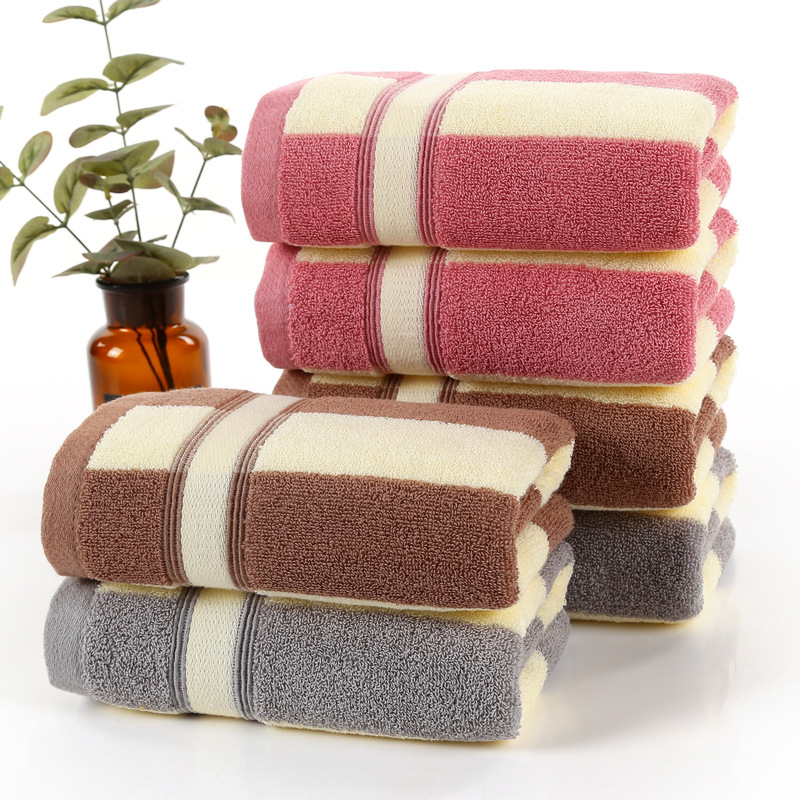 纯棉毛巾加厚宽竖条文柔软面巾超市洗脸巾日用品礼品定制随从厂家|ms