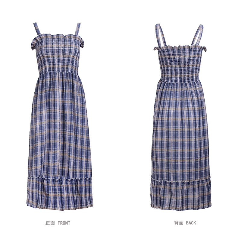 One Size High Waist Casual Plaid Slim Sling Dress nihaostyles clothing wholesale NSJR70572