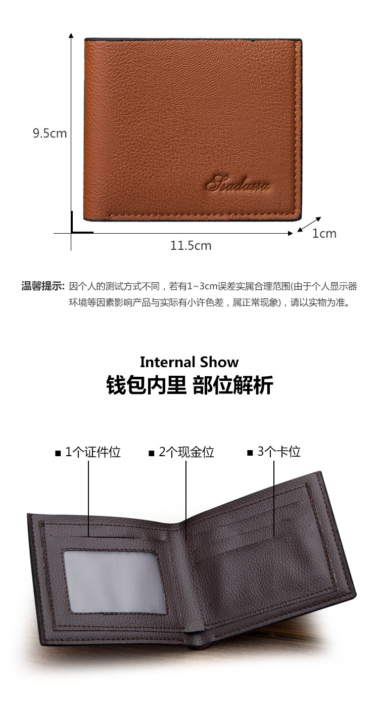 New creative PU leather short ultrathin mens walletpicture1