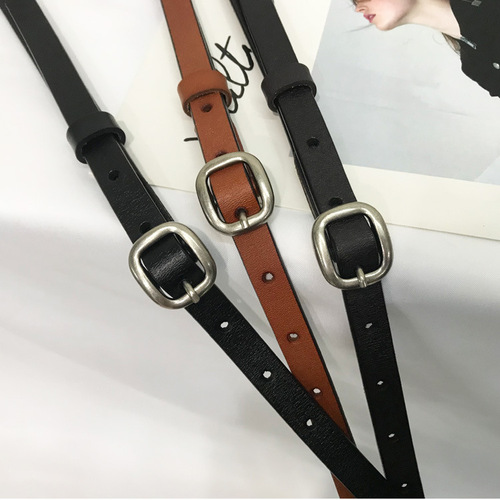 Women's thin cowhide belt Women's simple and fashionable Korean style pure cowhide decorative dress belt manufacturer wholesale
