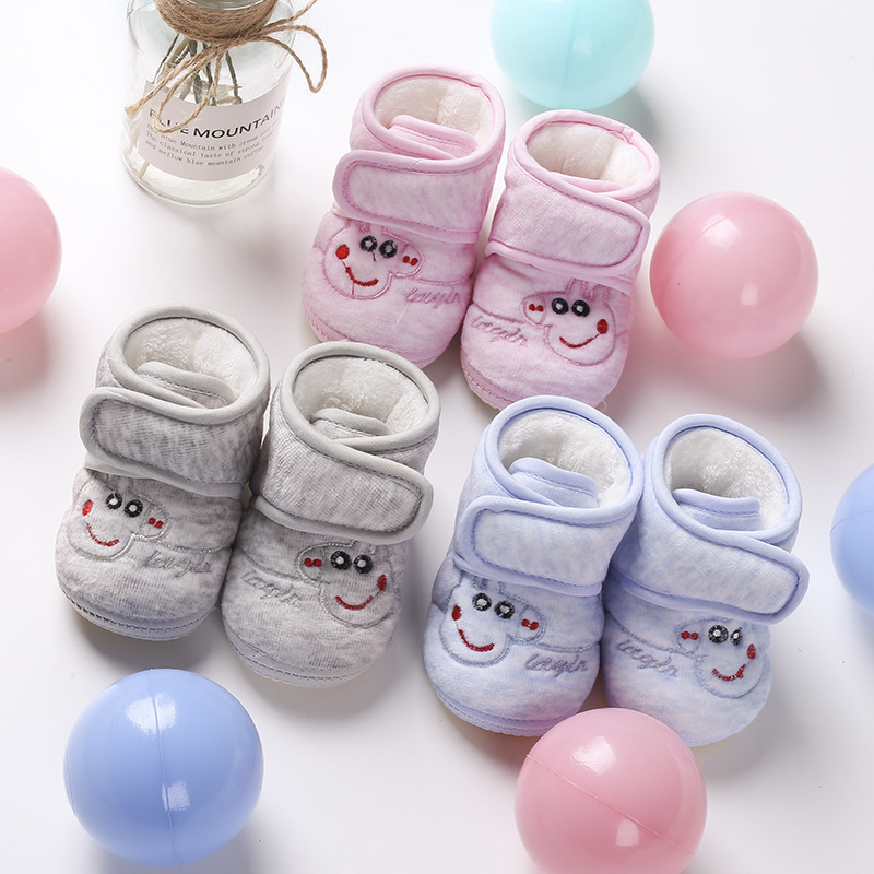 new pattern Infants winter Plush thickening keep warm Can not afford shoes Cotton-padded shoes baby soft sole prewalker Dichotomanthes bottom