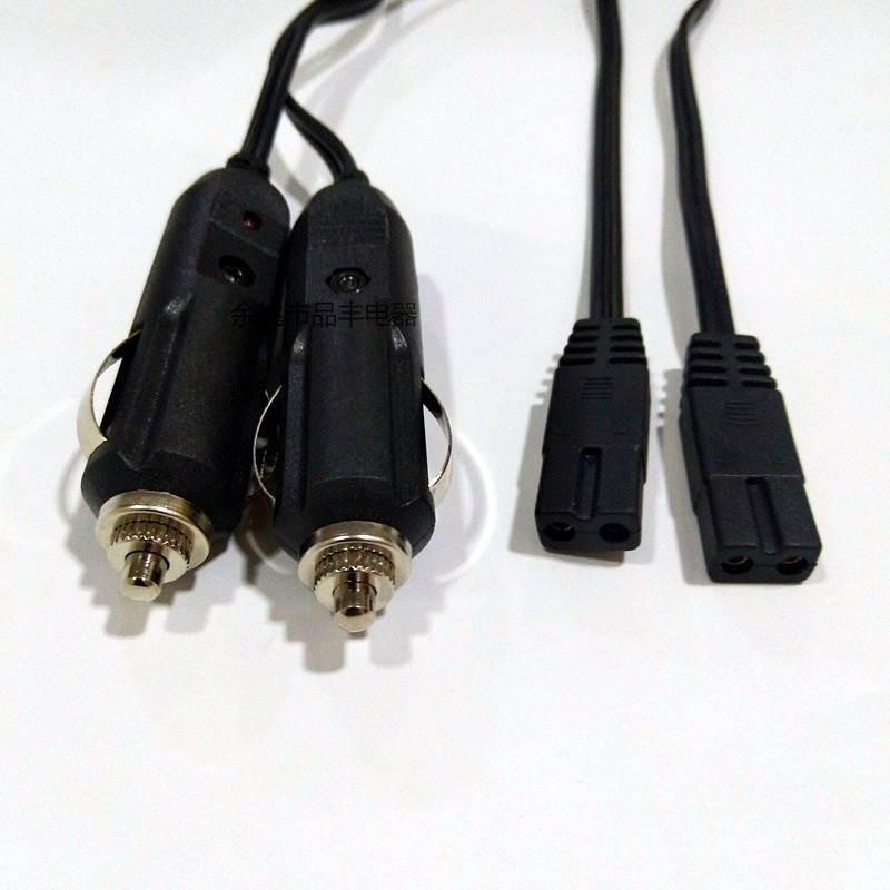 美式点烟器1.8米纯铜带指示灯点烟器电源线 美式点烟器带插座