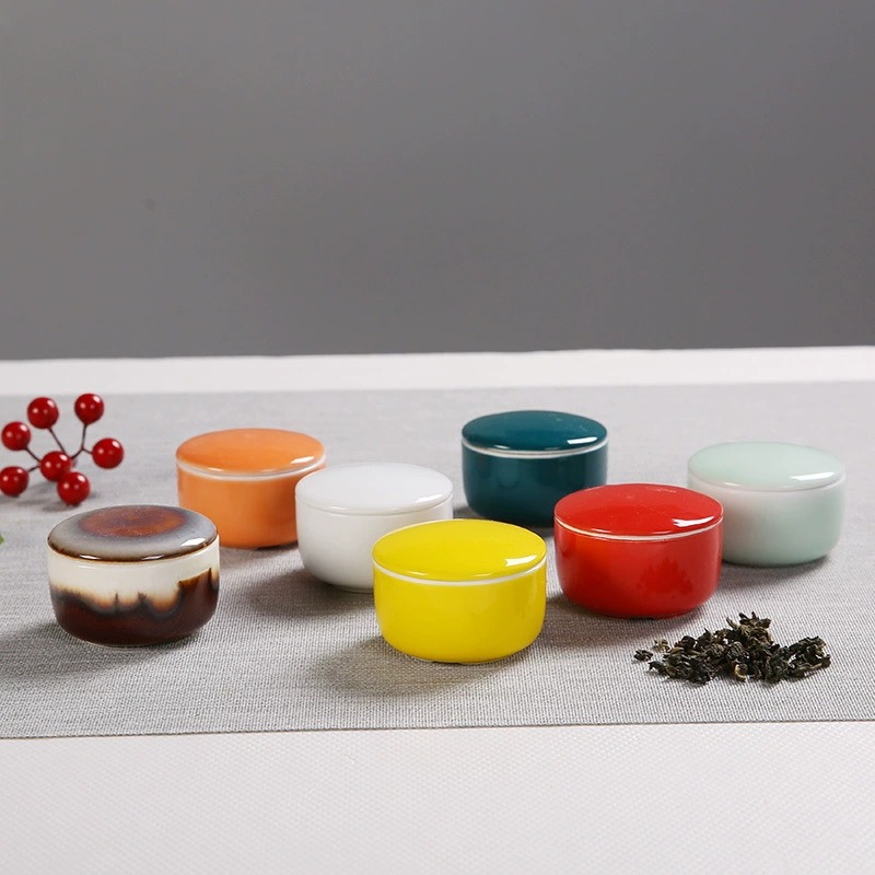 Фабричная прямая многоцветная глазурь керамическая банка для чая 20 г герметичная банка для хранения Мини небольшой размер подарок логотип чайная банка