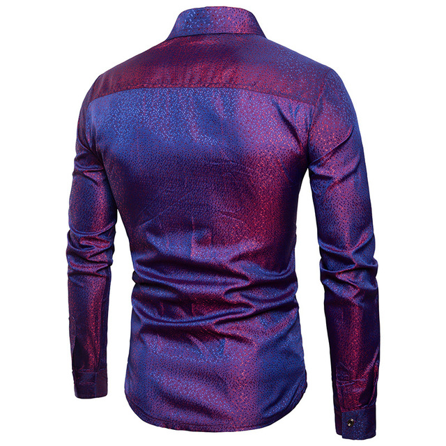 Men’s Shirts Bright Nocturne Shop Tide Trendy Silk Corner Collar 