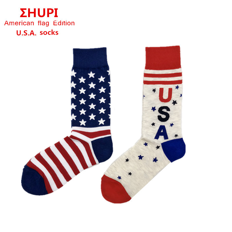 American Flag Crew Socks Men Cotton Jacquard Mid-calf Personality_voghion.com