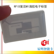 供应RFID电子标签高频M1复旦感应IC滴胶标签个性化印刷