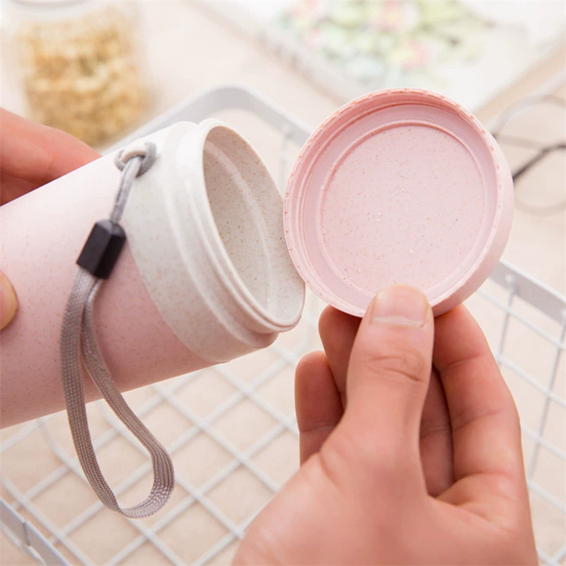 Wheat Straw Thermos Cup, Double-Layer Insulation, Portable 300 ml, Handheld Student Bottle