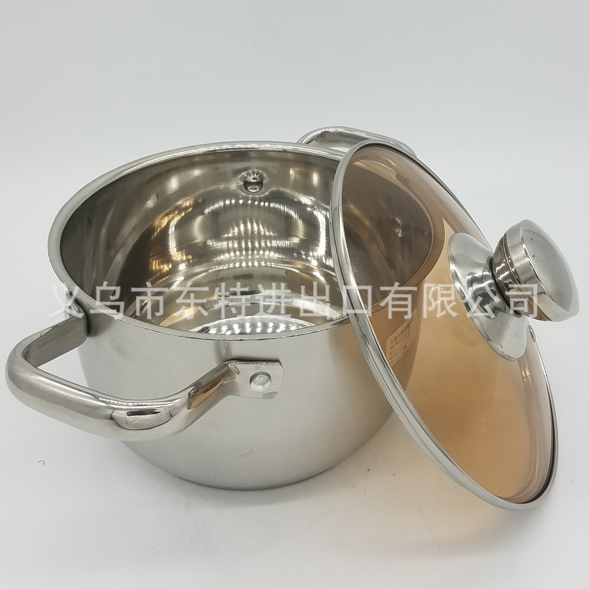 Factory direct sales of stainless steel soup pot, composite steel double-handled soup pot, household multi-purpose soup pot, tea-colored lid and double-bottom pot detail image 8