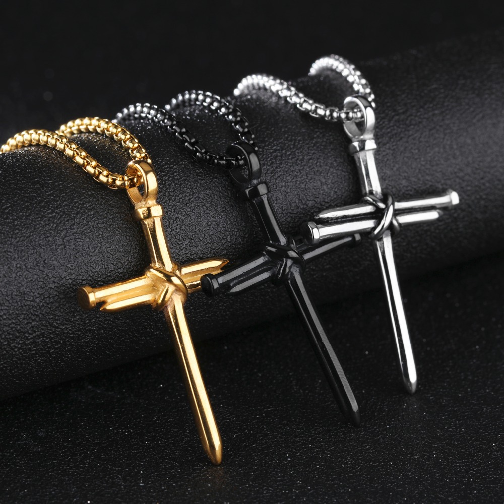 Vintage Style Punk Cross Alloy Plating Men's Pendant Necklace display picture 4