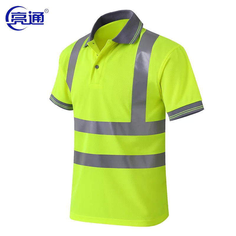 定制欧美反光建筑反光衣Polo衫 安全环卫工程服速干T恤印字logo|ru