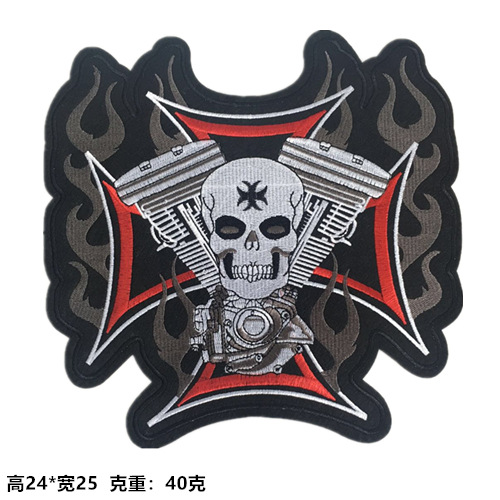 Estilo europeo y americano cráneo pegatinas de tela bordado estilo de la Universidad Ropa Decoración calcomanías fresco motocicleta fantasma cabeza reparación subsidio