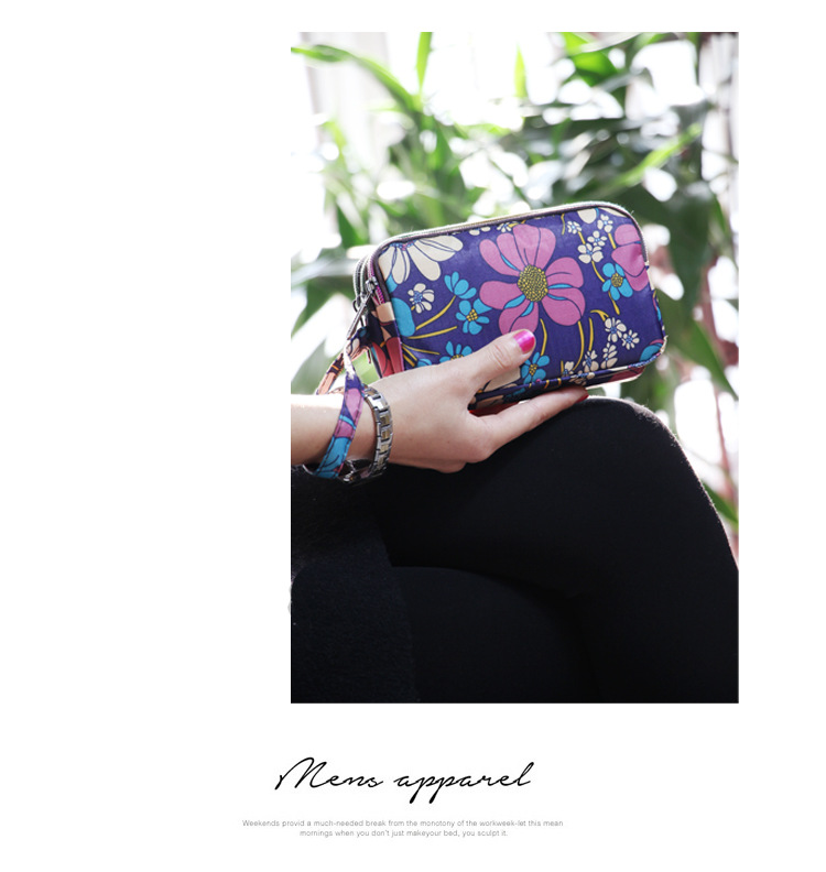 Mujeres Flor Tela Oxford Cremallera Carteras display picture 6