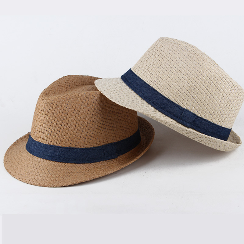 春夏季帽子男 纯色草编遮阳凉帽防晒太阳帽情侣礼帽沙滩帽子草帽